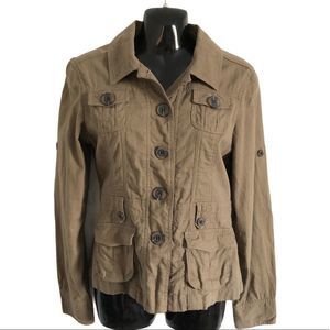 URBAN LIFE LINEN utility jacket, olive green khaki